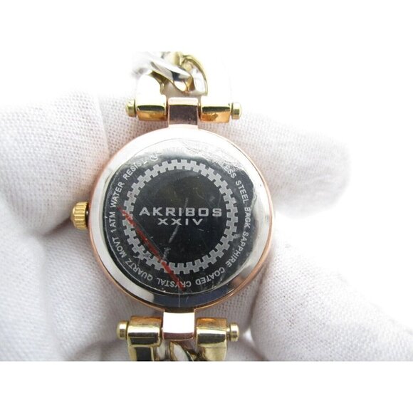 Women Akribos XXIV Crystal Quartz 27mm Analog Round Watch (G705) "New Battery" - Picture 3 of 8